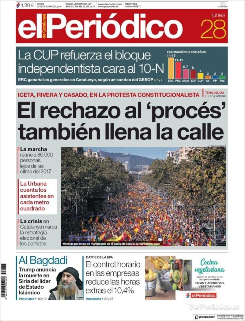 Portada El Periódico 2019-10-29