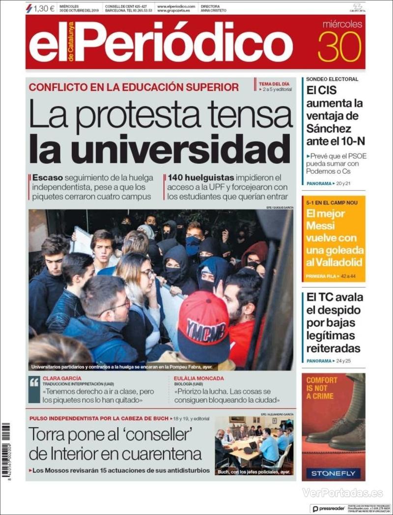 Portada El Periódico 2019-10-31