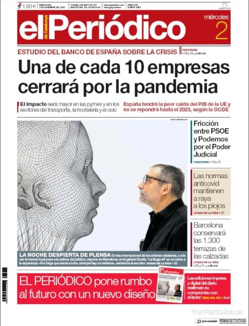 Portada El Periódico 2020-12-03