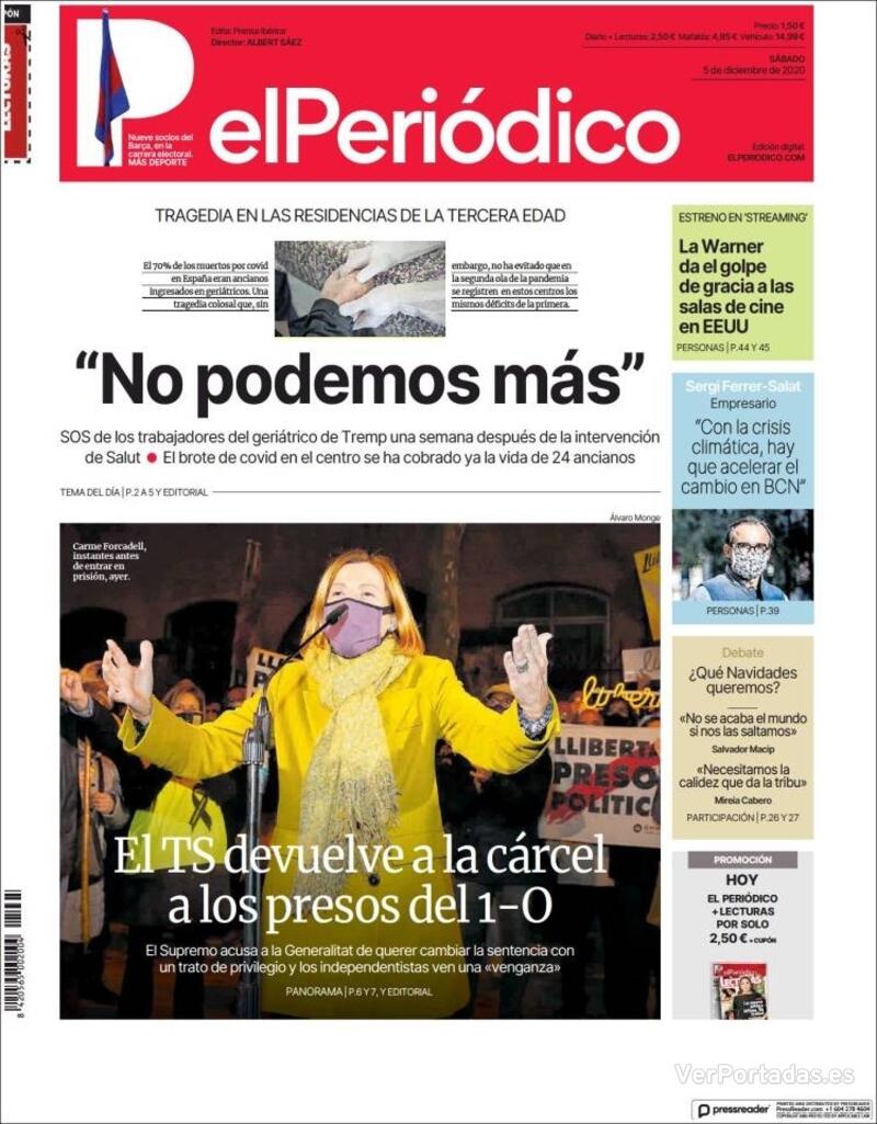 Portada El Periódico 2020-12-06