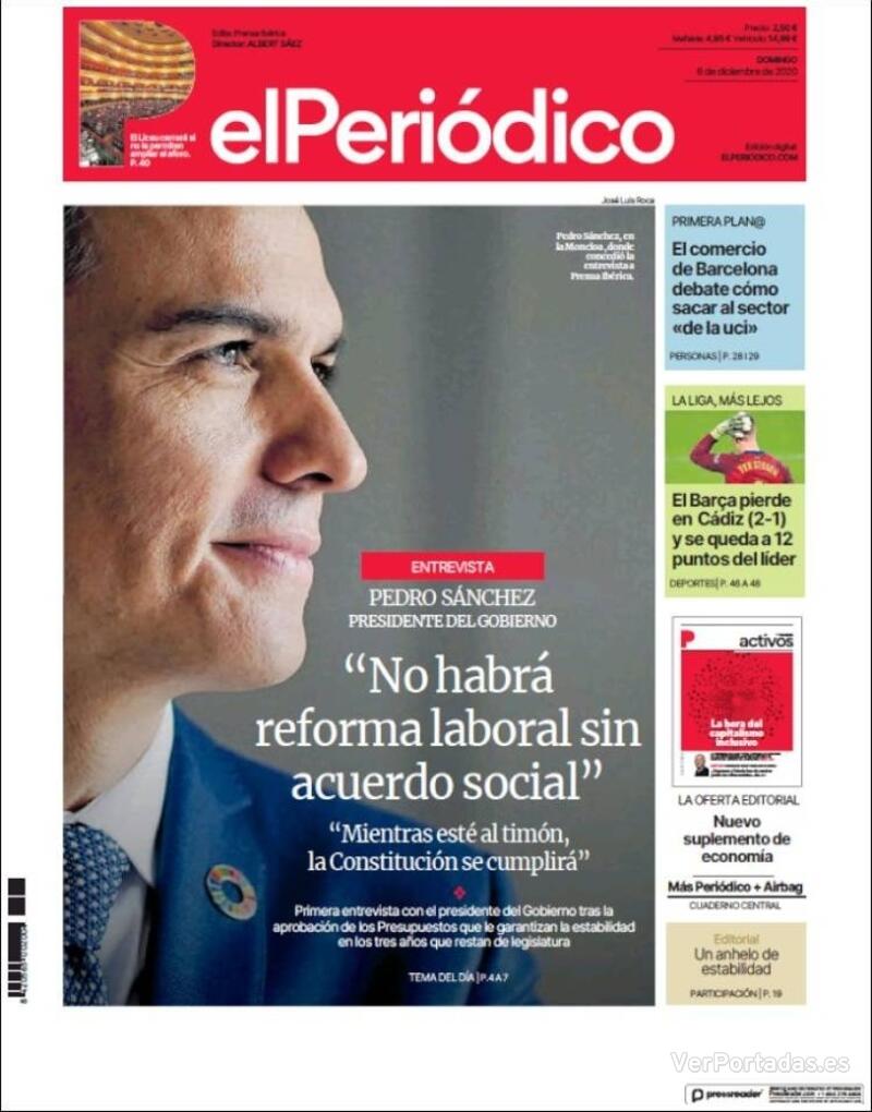 Portada El Periódico 2020-12-07