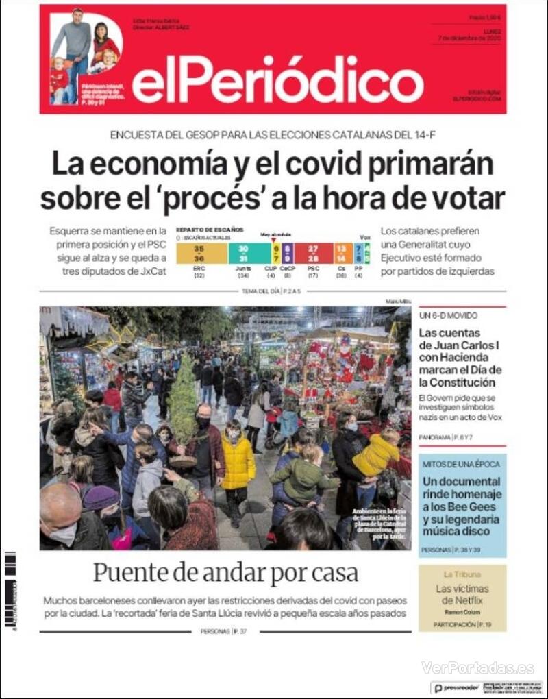 Portada El Periódico 2020-12-08