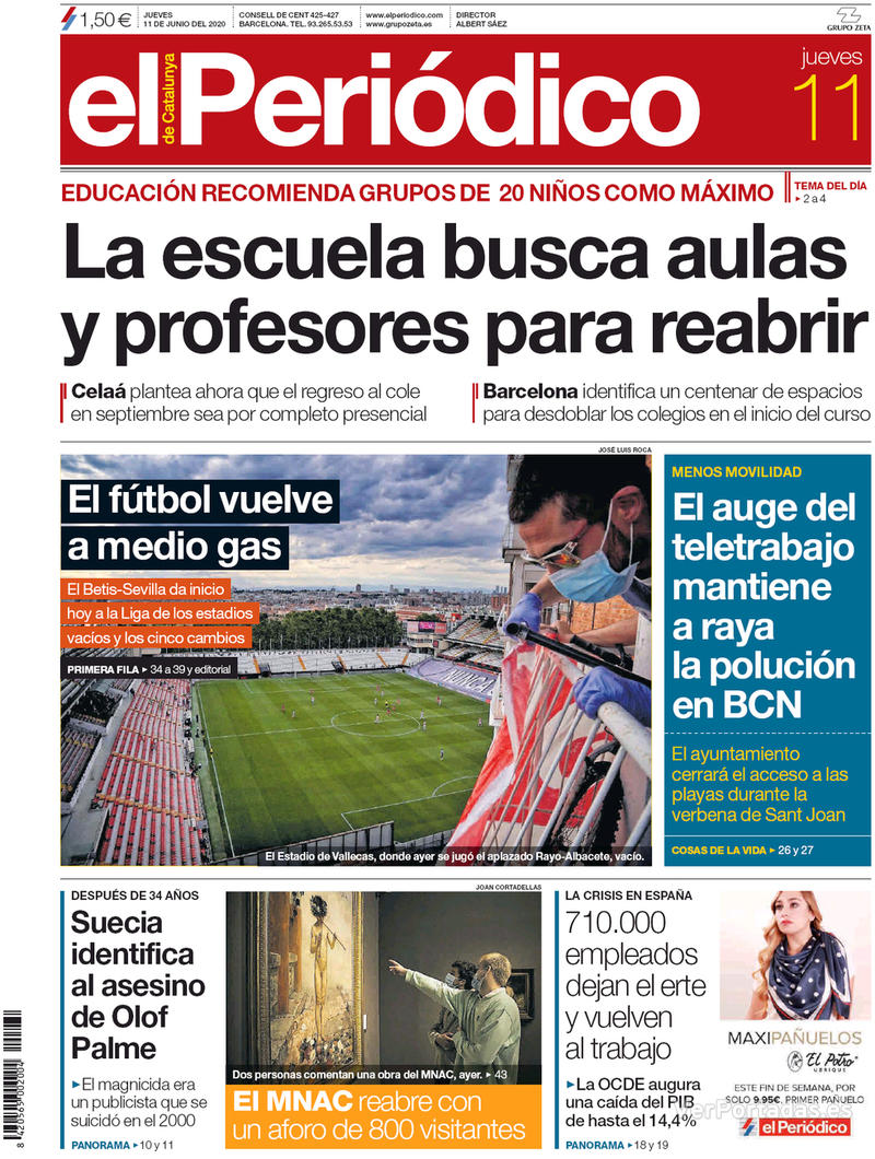 Portada El Periódico 2020-06-12