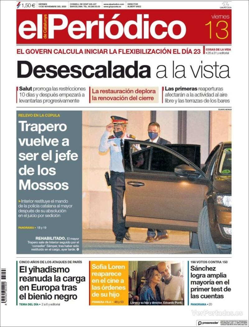 Portada El Periódico 2020-11-14