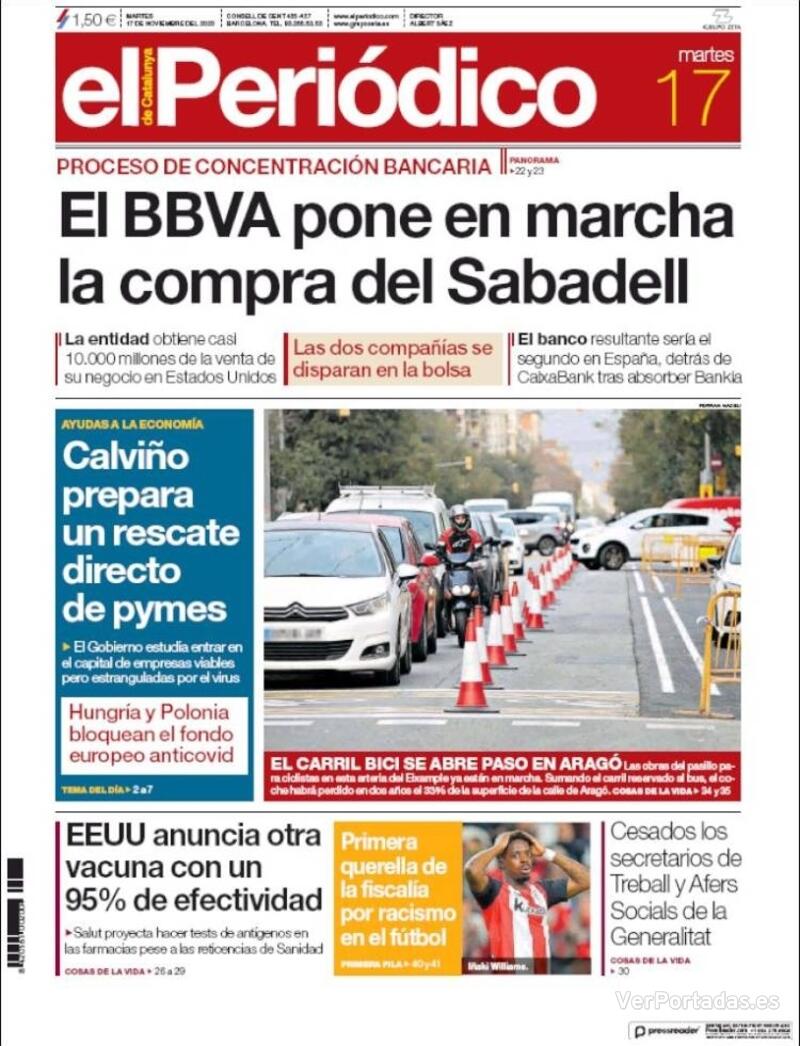 Portada El Periódico 2020-11-18