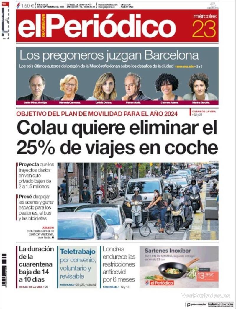 Portada El Periódico 2020-09-24