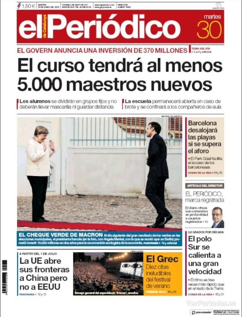 Portada El Periódico 2020-07-01