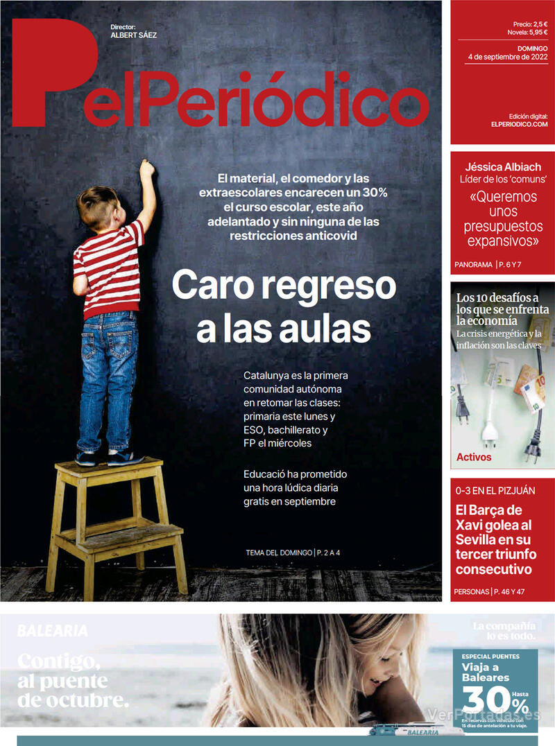 Portada El Periódico 2022-09-05