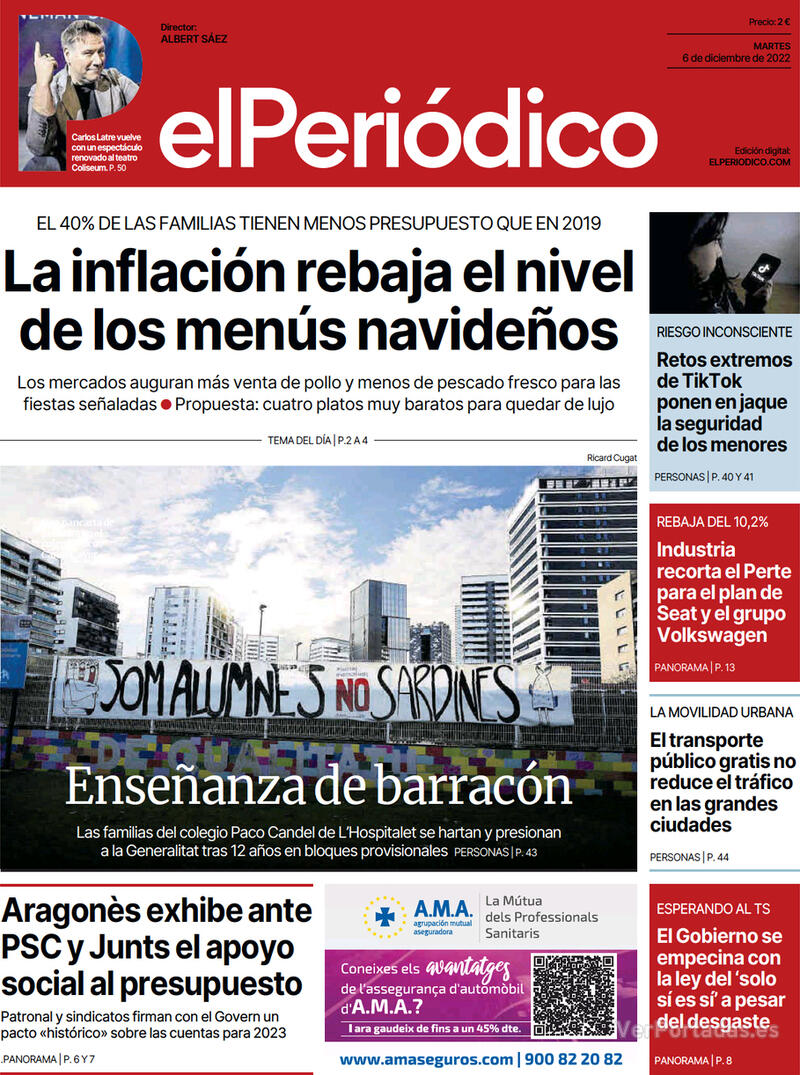 Portada El Periódico 2022-12-07