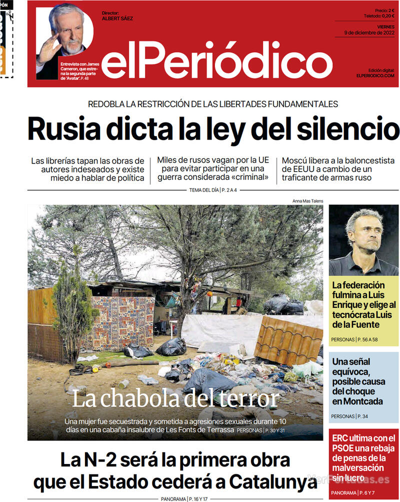 Portada El Periódico 2022-12-10