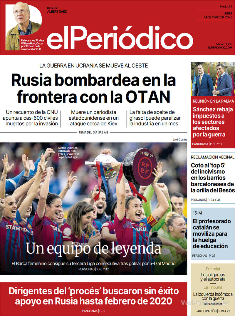 Portada El Periódico 2022-03-15