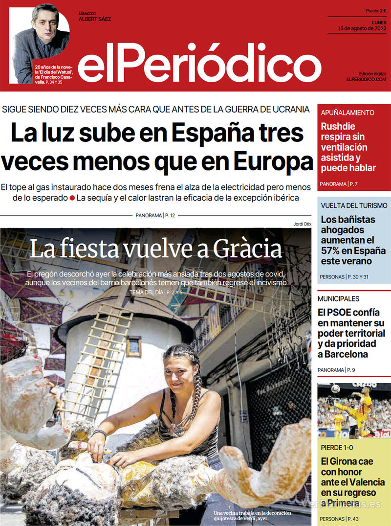 Portada El Periódico 2022-08-16