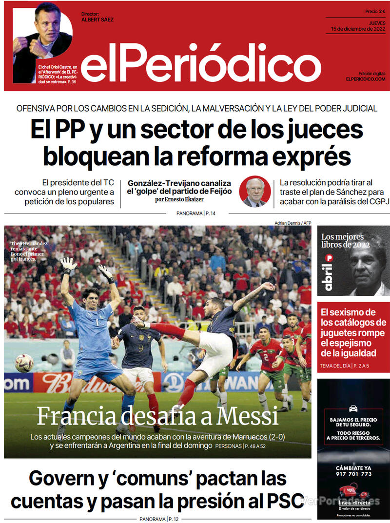 Portada El Periódico 2022-12-16