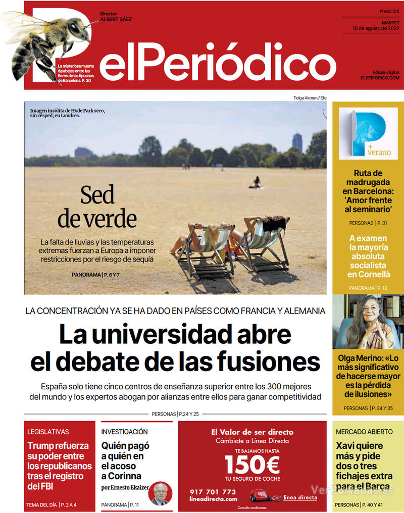 Portada El Periódico 2022-08-17