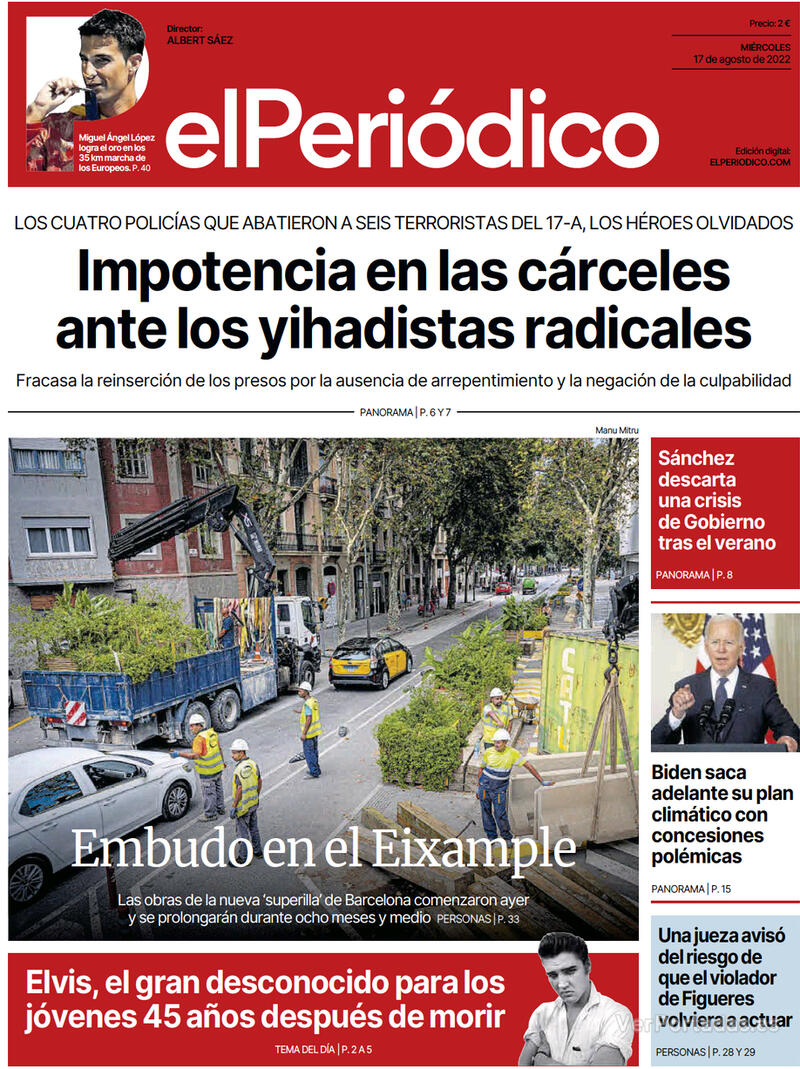 Portada El Periódico 2022-08-18