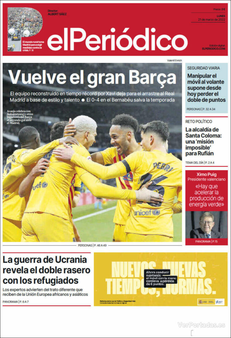 Portada El Periódico 2022-03-22