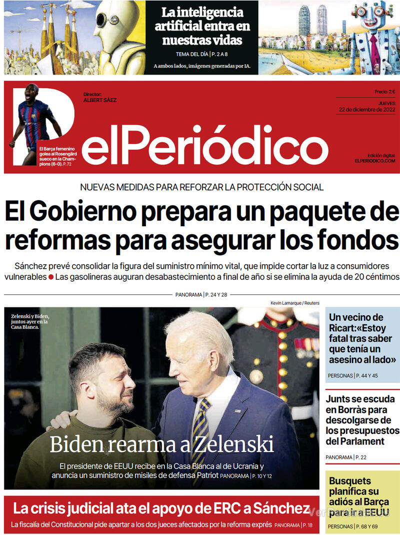 Portada El Periódico 2022-12-23