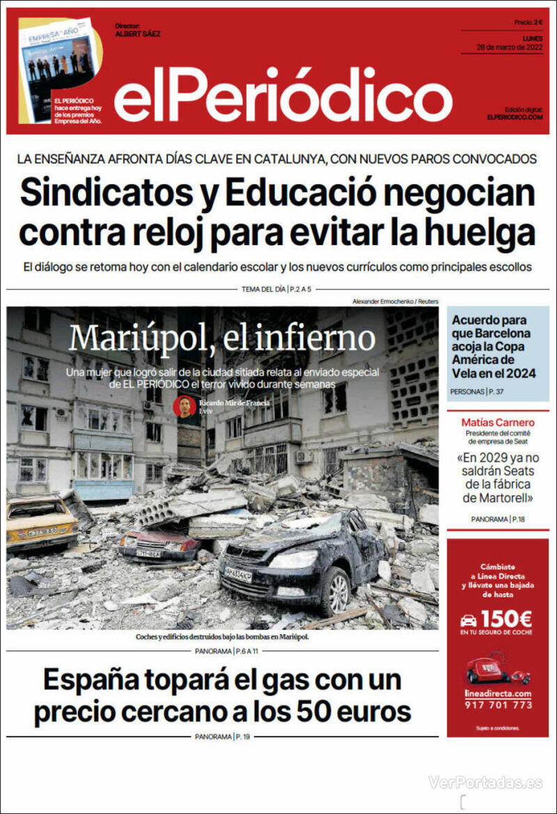 Portada El Periódico 2022-03-29