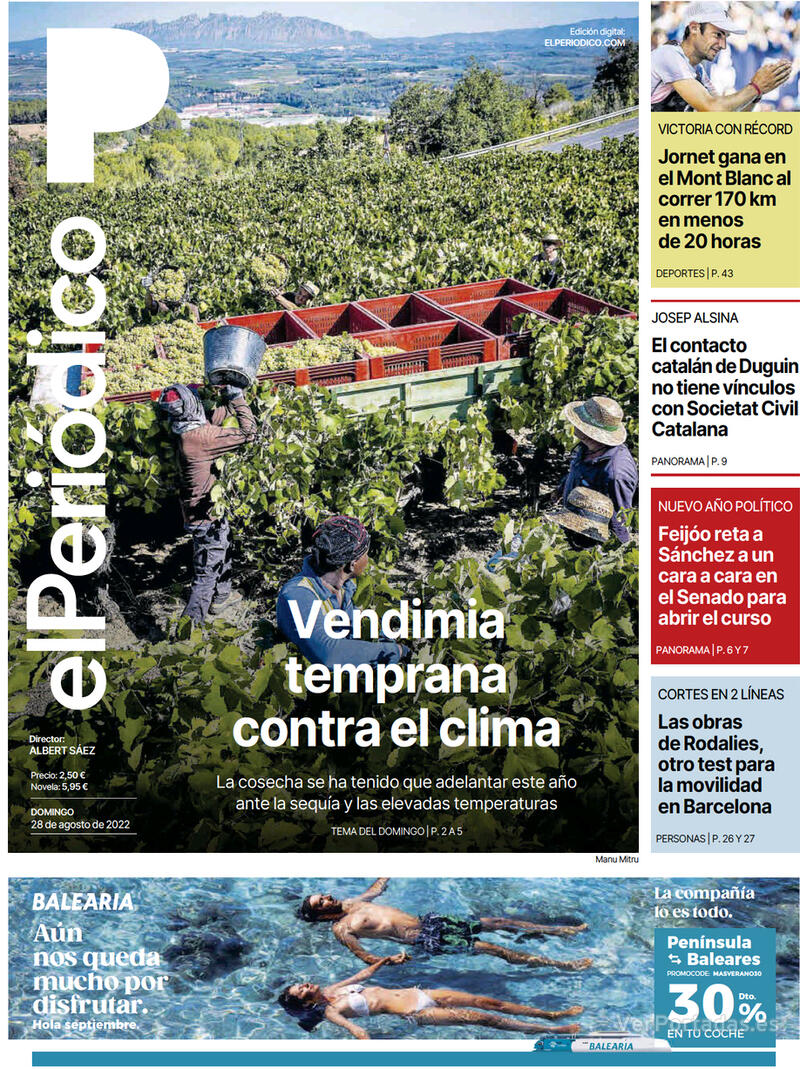 Portada El Periódico 2022-08-29