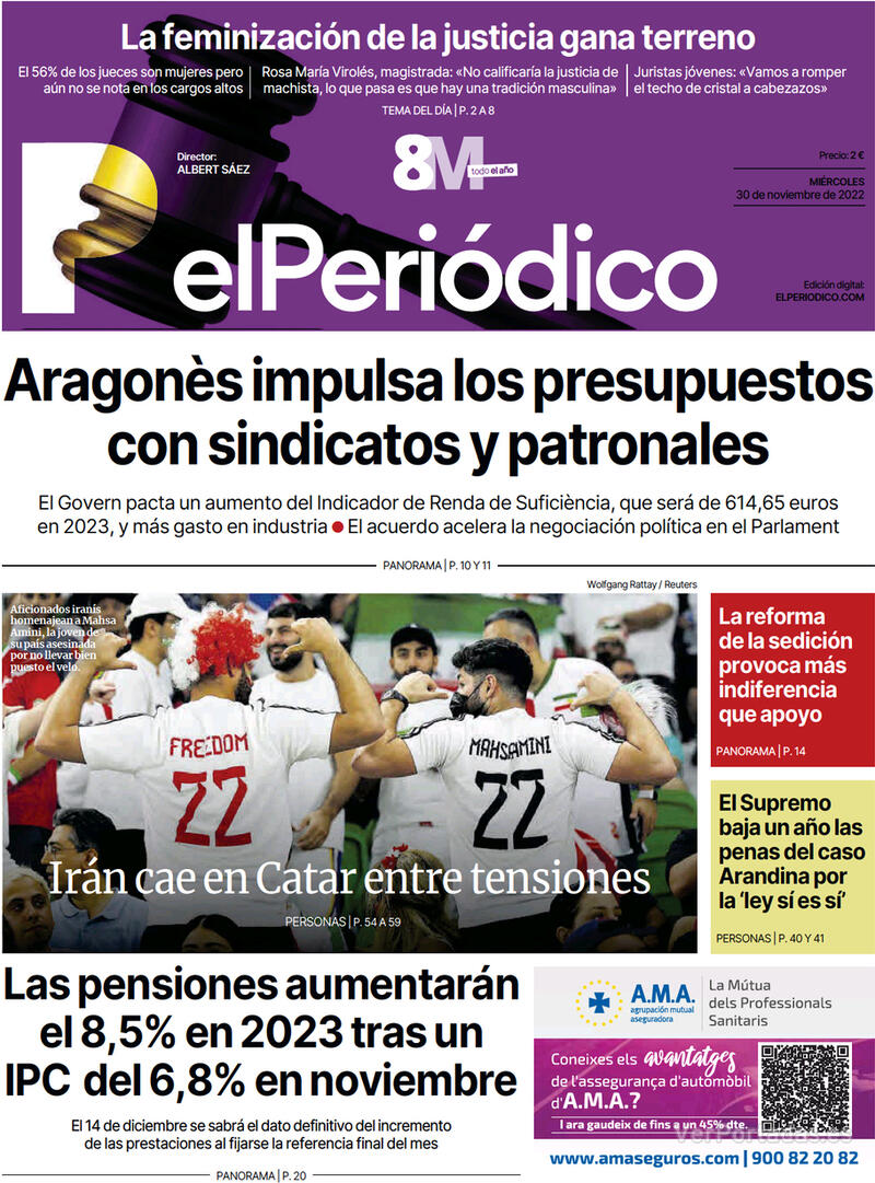 Portada El Periódico 2022-12-01