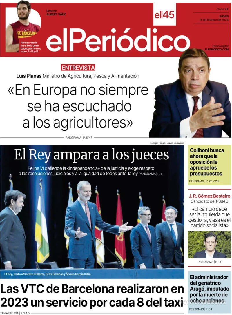 Portada El Periódico 2024-02-16