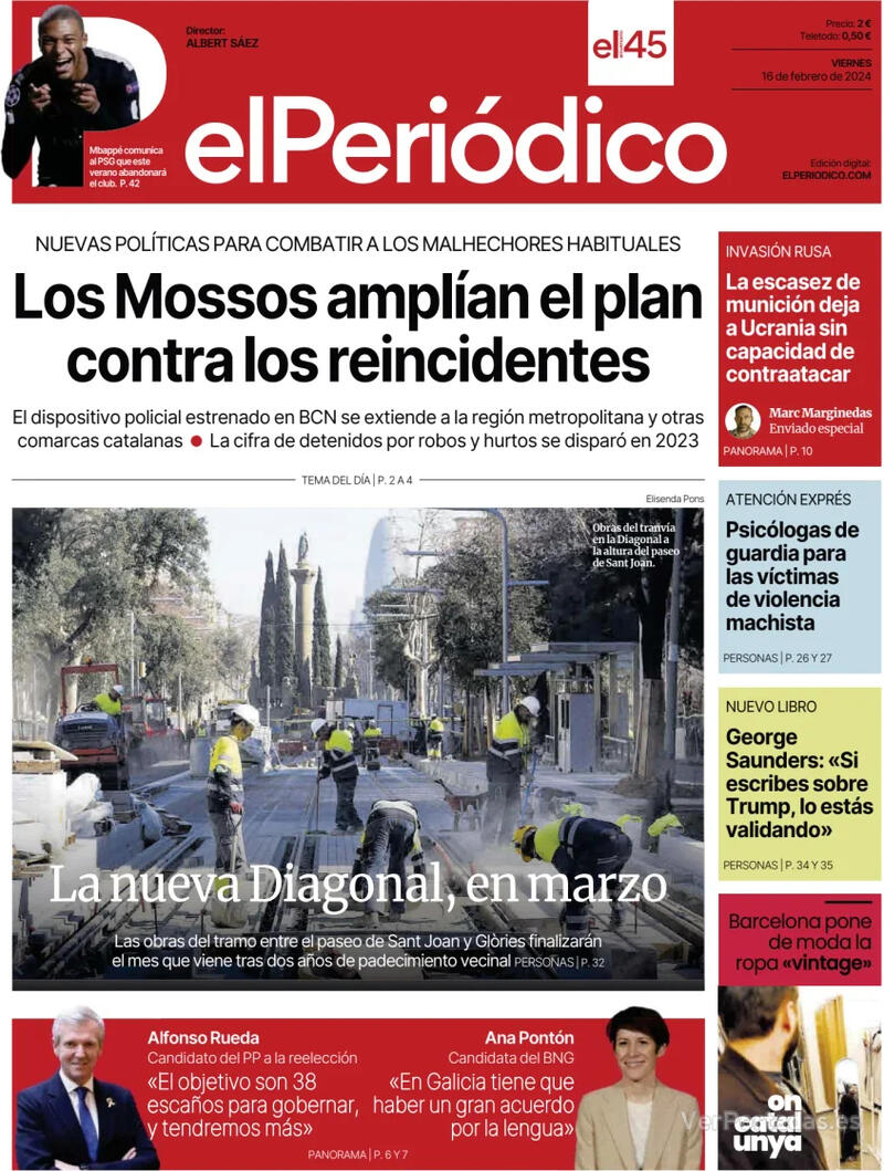 Portada El Periódico 2024-02-17