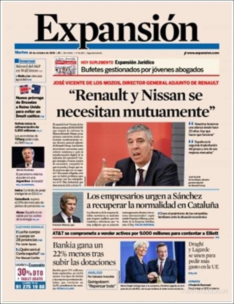 Portada Expansión 2019-10-30