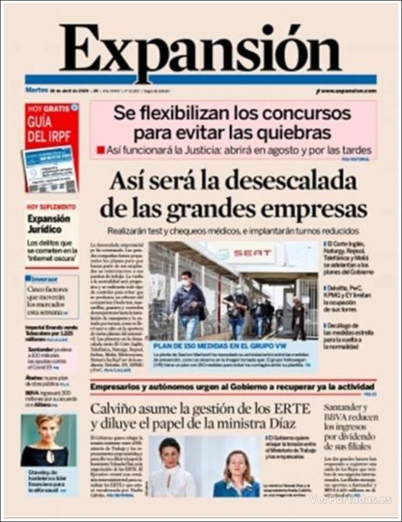 Portada El Economista 2020-04-28