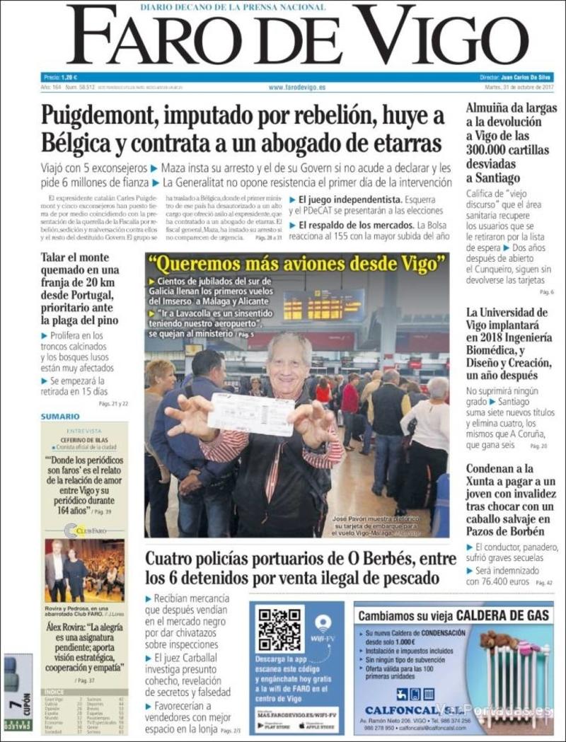 Portada El Diario Vasco 2017-11-01