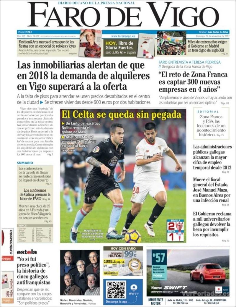Portada El Diario Vasco 2017-11-19