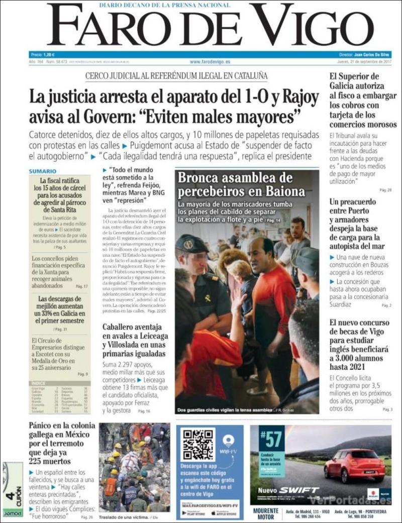 Portada El Diario Vasco 2017-09-21