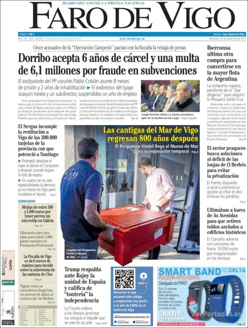 Portada El Diario Vasco 2017-09-27
