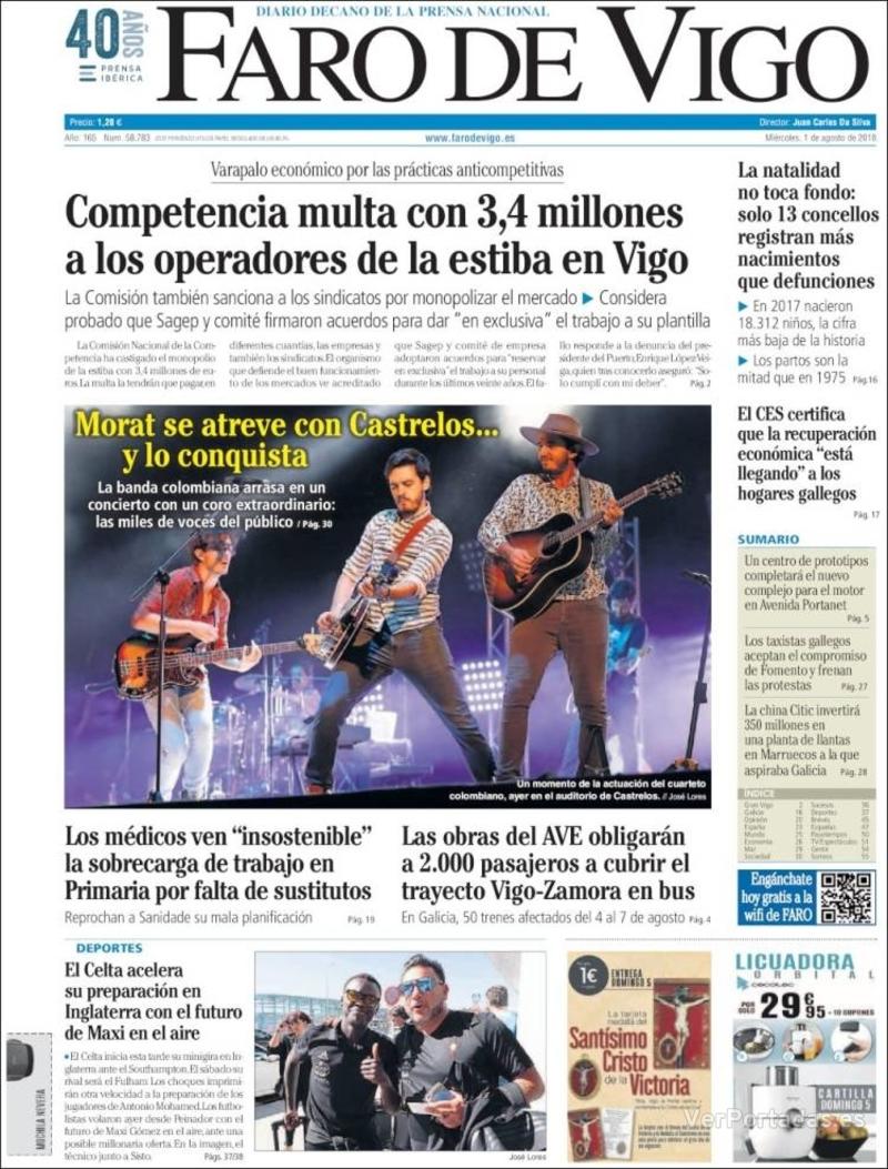 Portada El Diario Vasco 2018-08-01