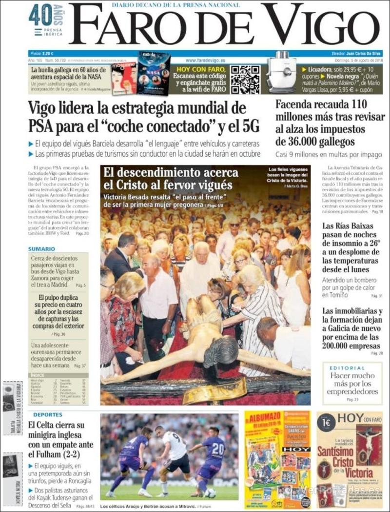 Portada El Diario Vasco 2018-08-05