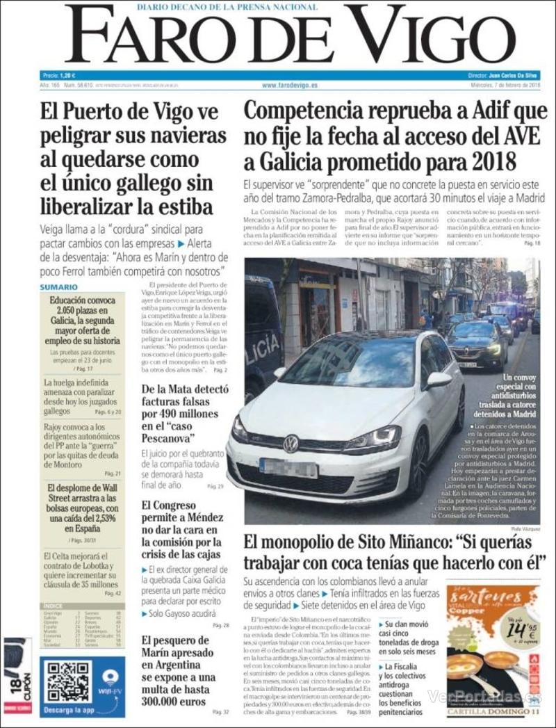 Portada El Diario Vasco 2018-02-07