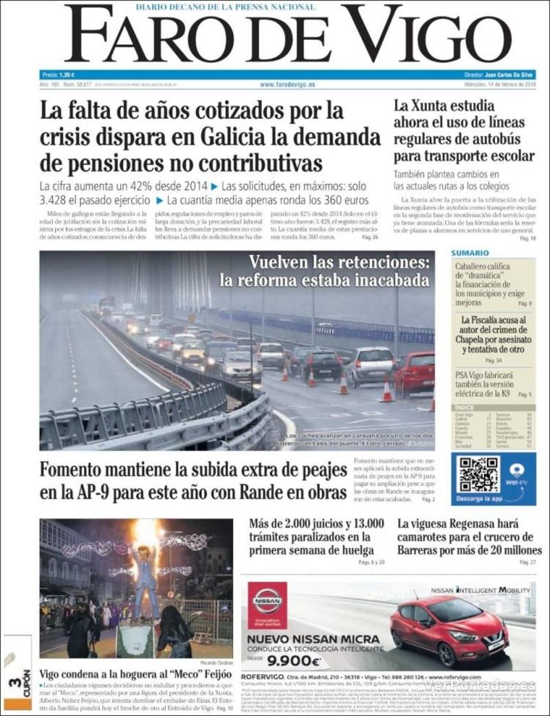 Portada El Diario Vasco 2018-02-14