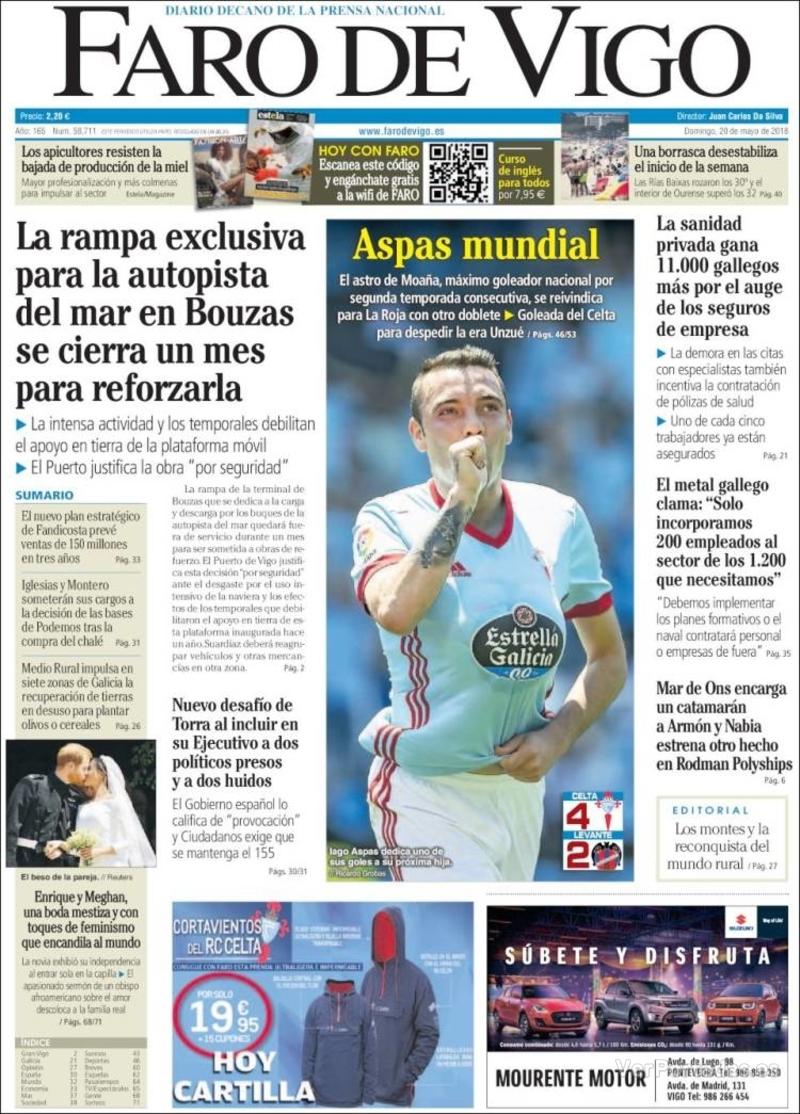 Portada El Diario Vasco 2018-05-20