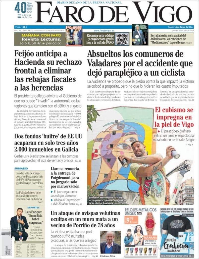 Portada El Diario Vasco 2018-07-20