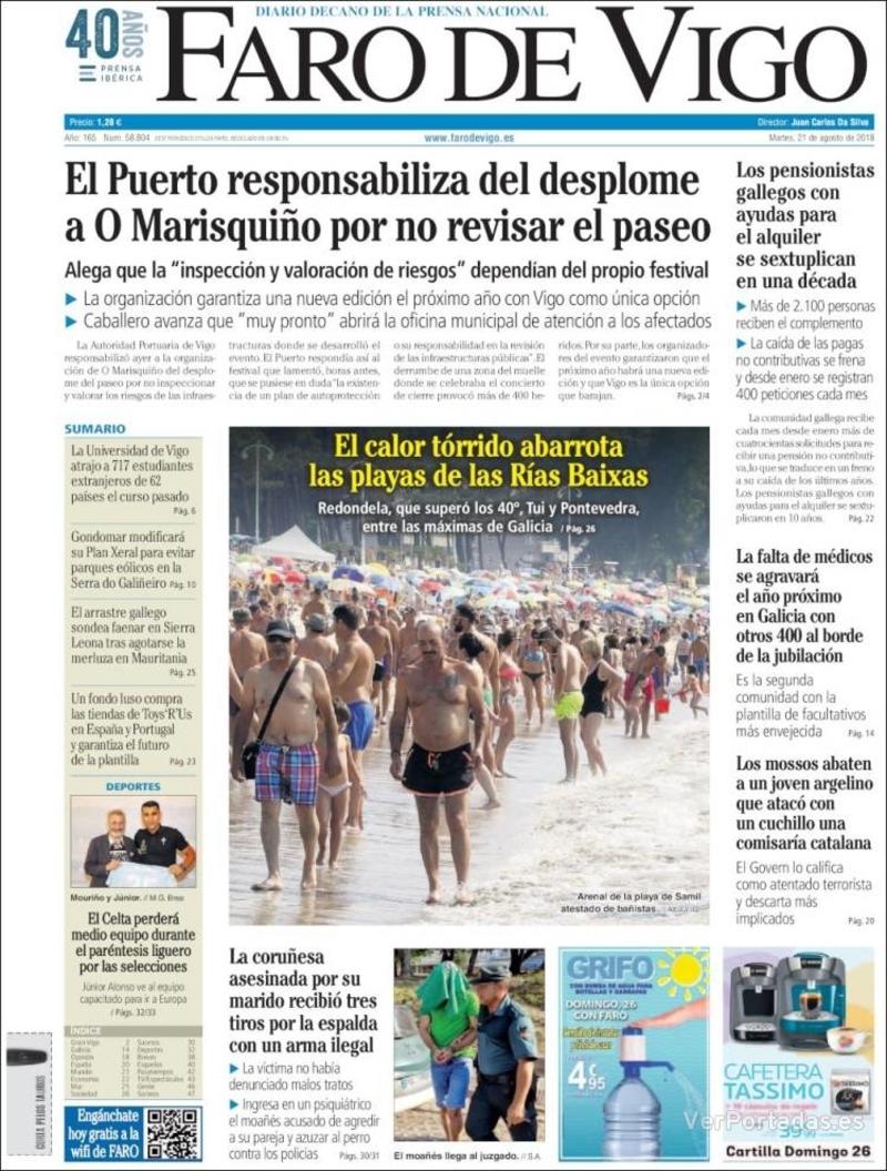 Portada El Diario Vasco 2018-08-21