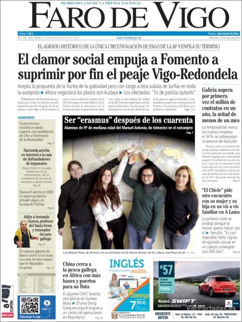 Portada El Diario Vasco 2018-01-24
