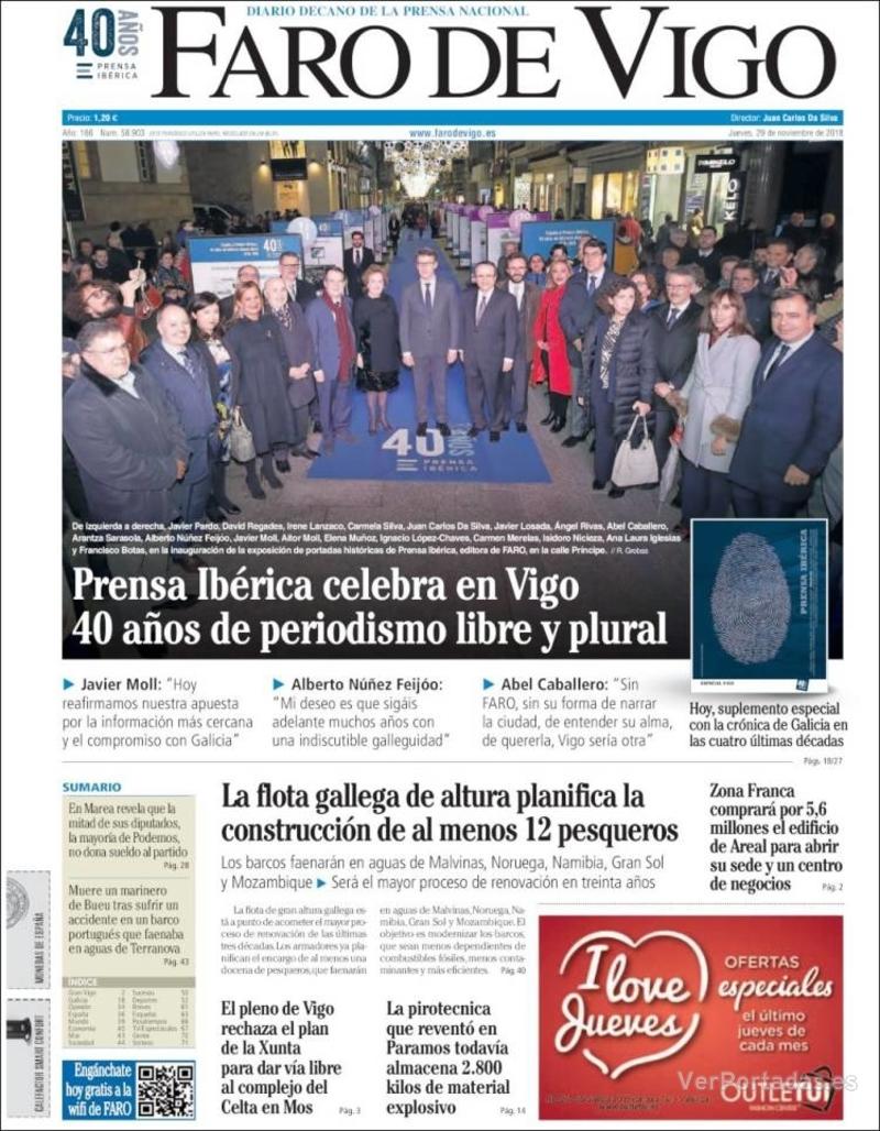 Portada Faro de Vigo 2018-11-30