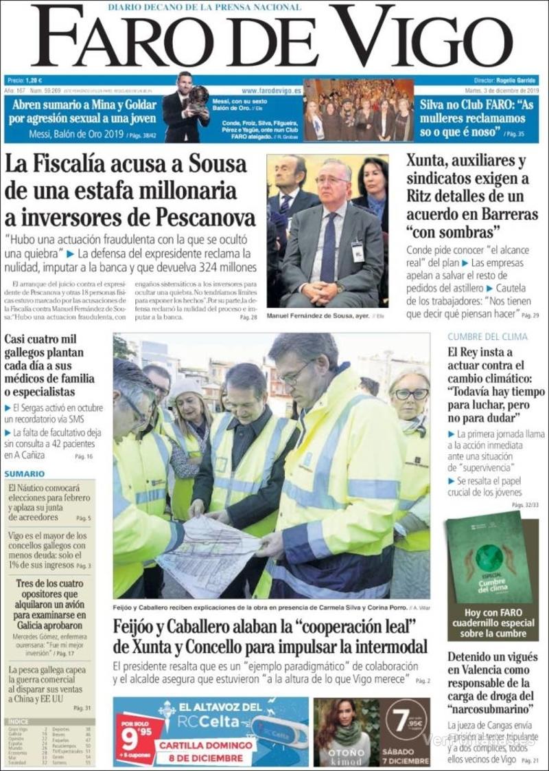 Portada Faro de Vigo 2019-12-04