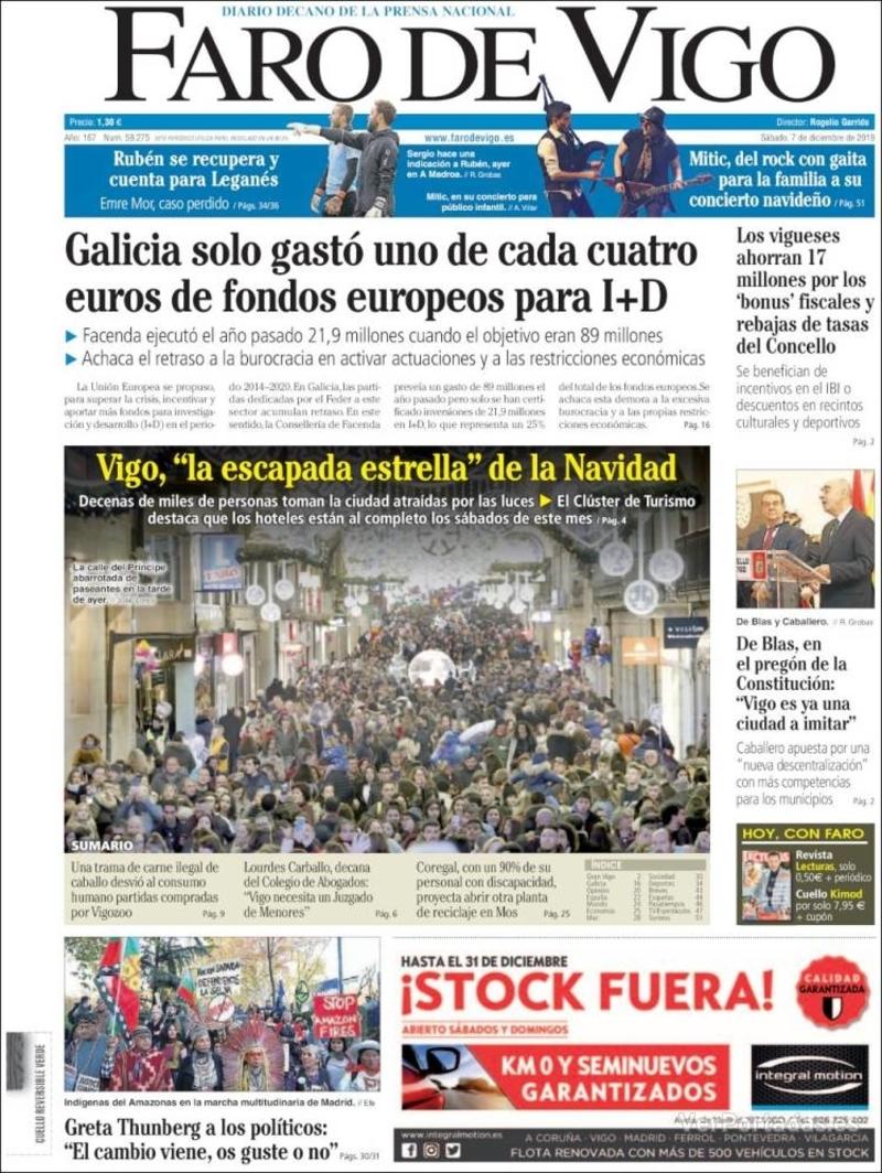 Portada Faro de Vigo 2019-12-08