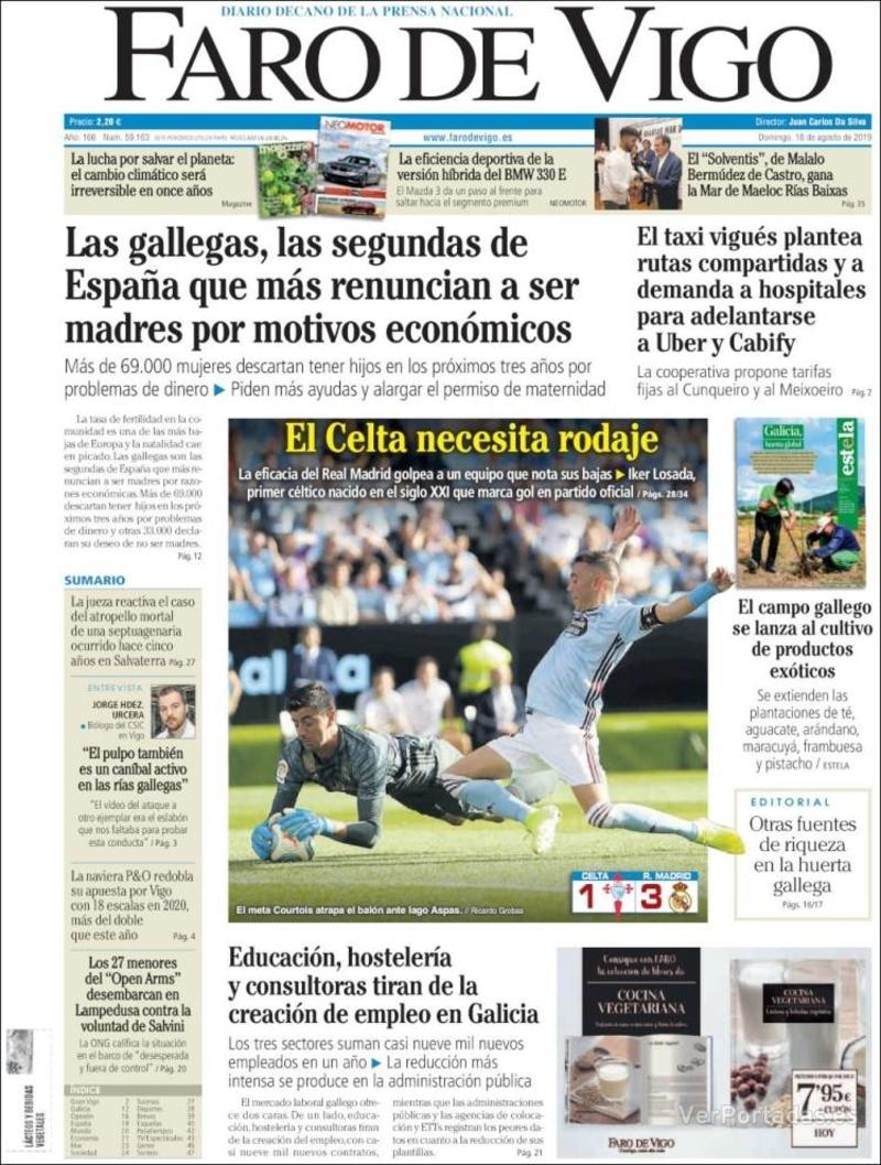 Portada El Diario Vasco 2019-08-18