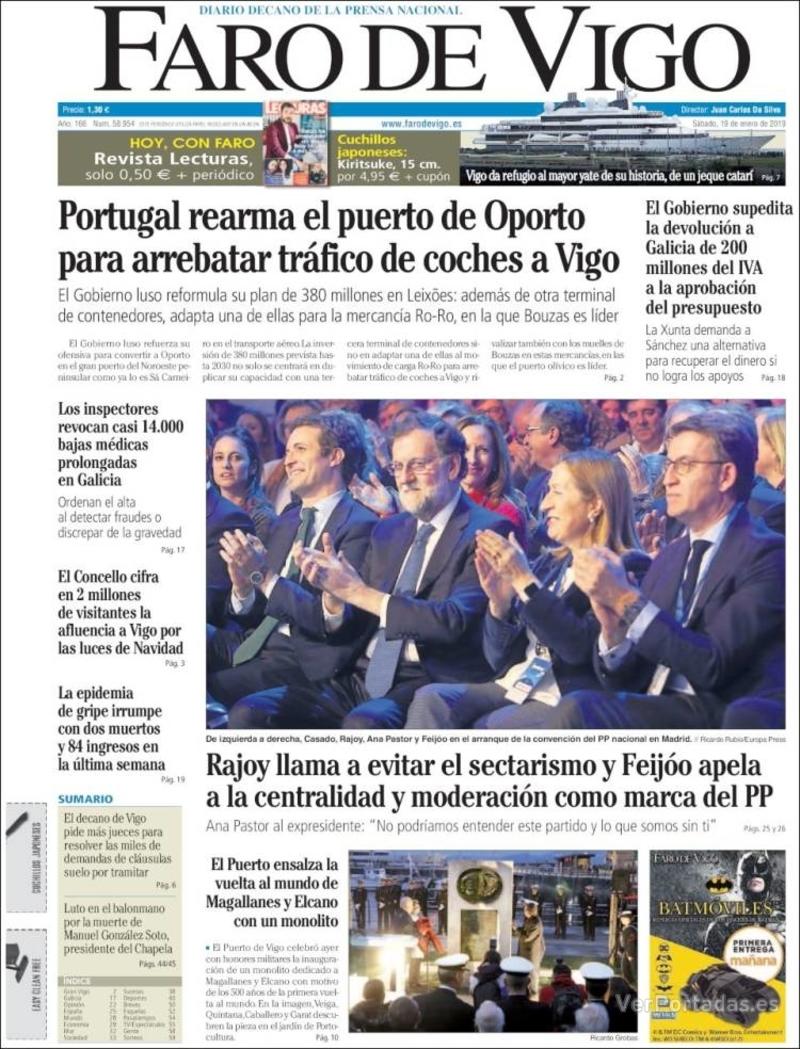 Portada Faro de Vigo 2019-01-20