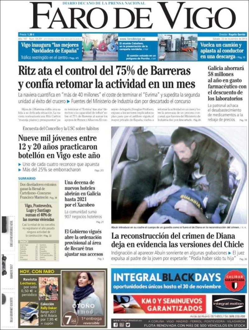 Portada Faro de Vigo 2019-11-24