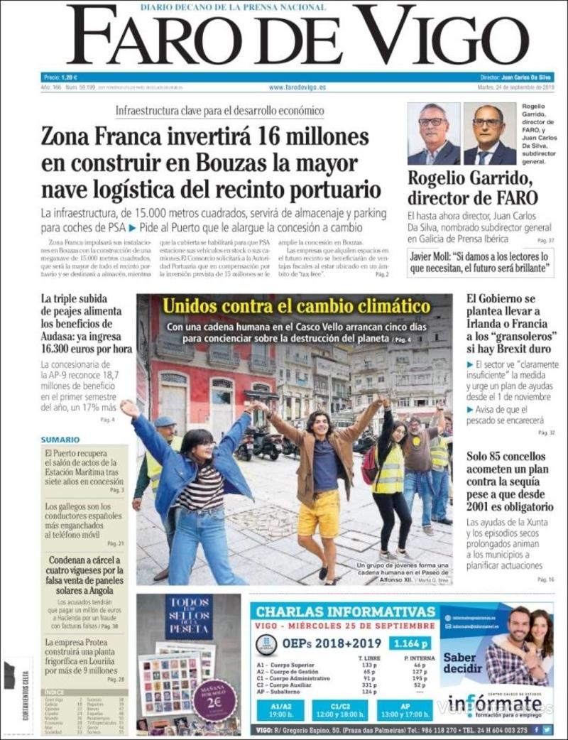 Portada Faro de Vigo 2019-09-25