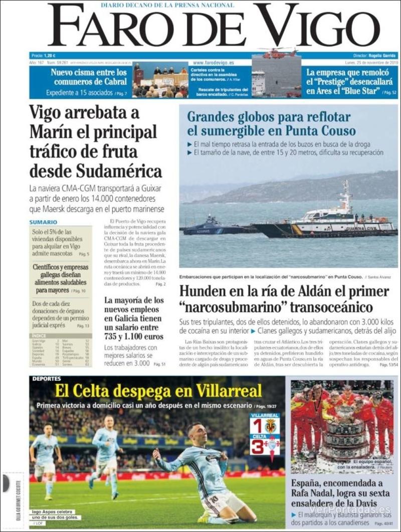 Portada Faro de Vigo 2019-11-26