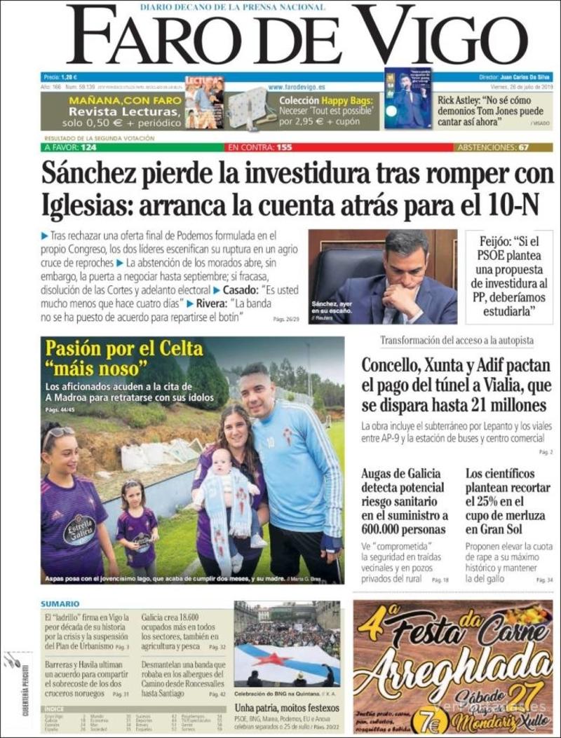 Portada El Diario Vasco 2019-07-26