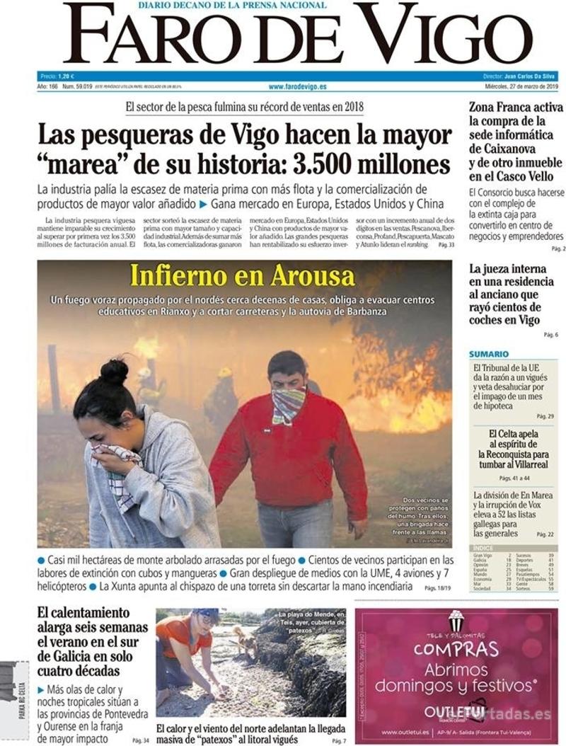 Portada Faro de Vigo 2019-03-28